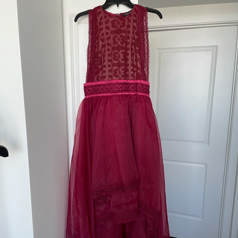 BEAUTIFUL raspberry/red/wine high-low dress